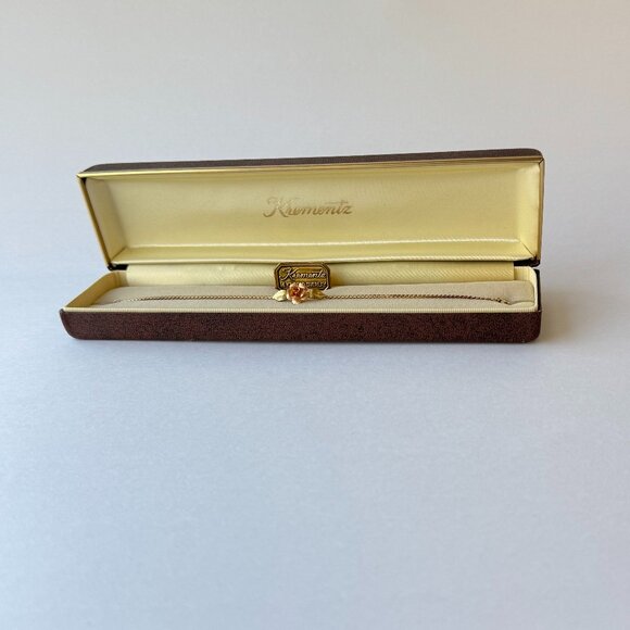 VINTAGE (NEW) KREMENTZ Rose & Leaf 14kt Gold Overlay Bracelet - Picture 2 of 8